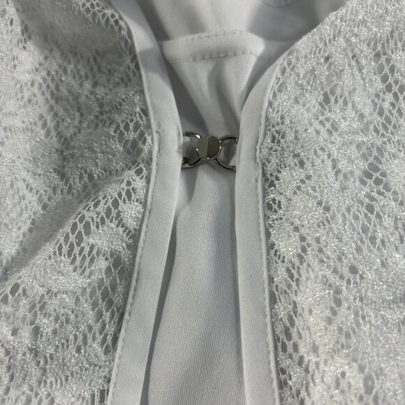 Vintage Ilyza Blouse Faux 2 Piece Size Large Lace Long Sleeve Romantic Modest - Picture 5 of 9